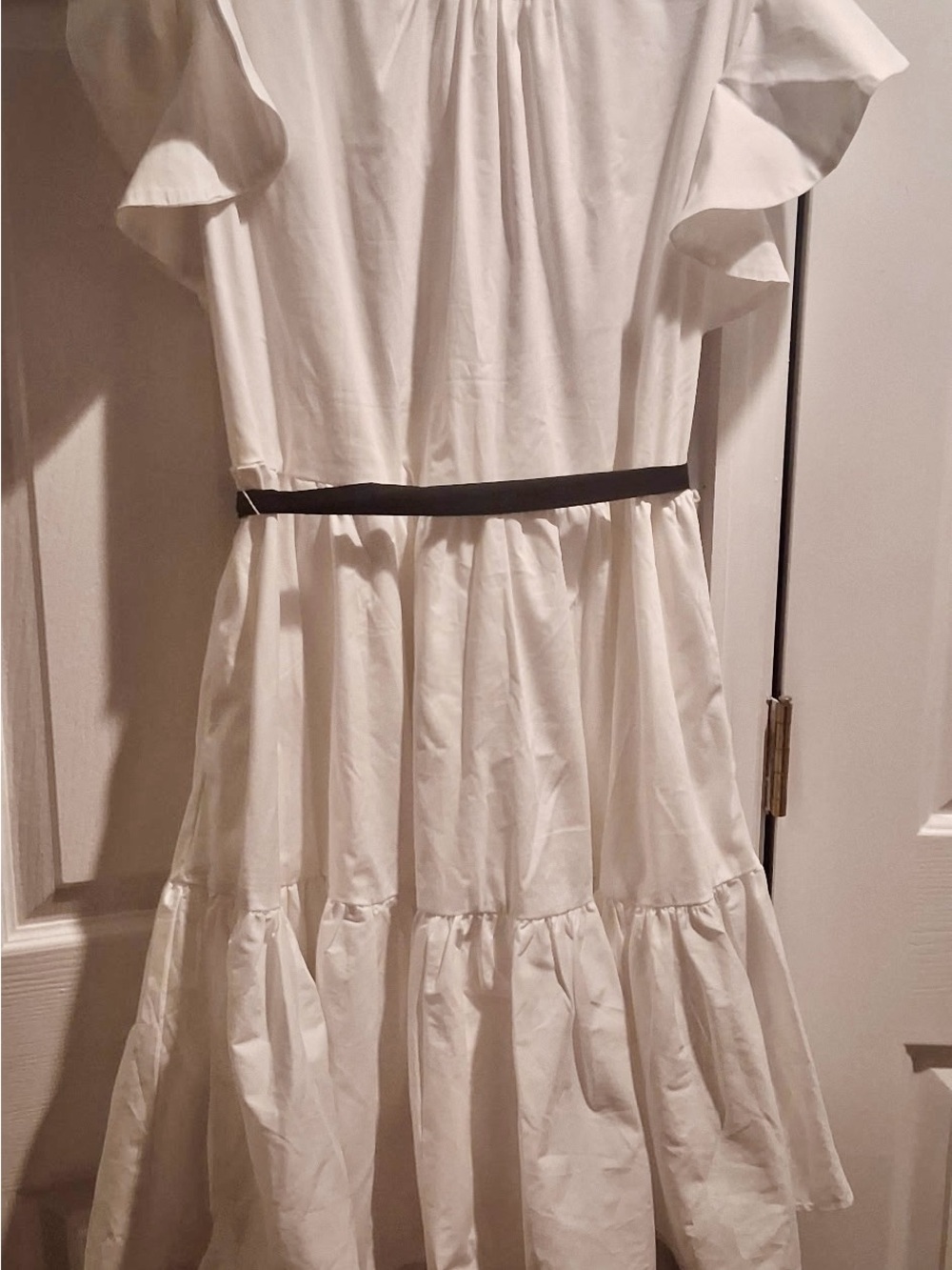 New York & Company White V-Neck Dress